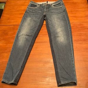 White Black Blue Girlfriend Jeans